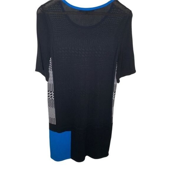 Tibi Black White Sweater Dress M Colorblock Knit Short Sleeve Mod Fall Style - Picture 2 of 7
